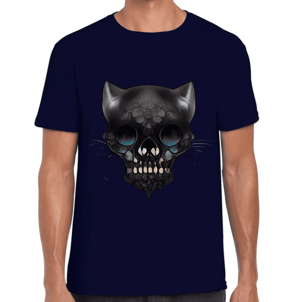 Playera Cráneo Gatito Día De Muertos Algodón Premium #758