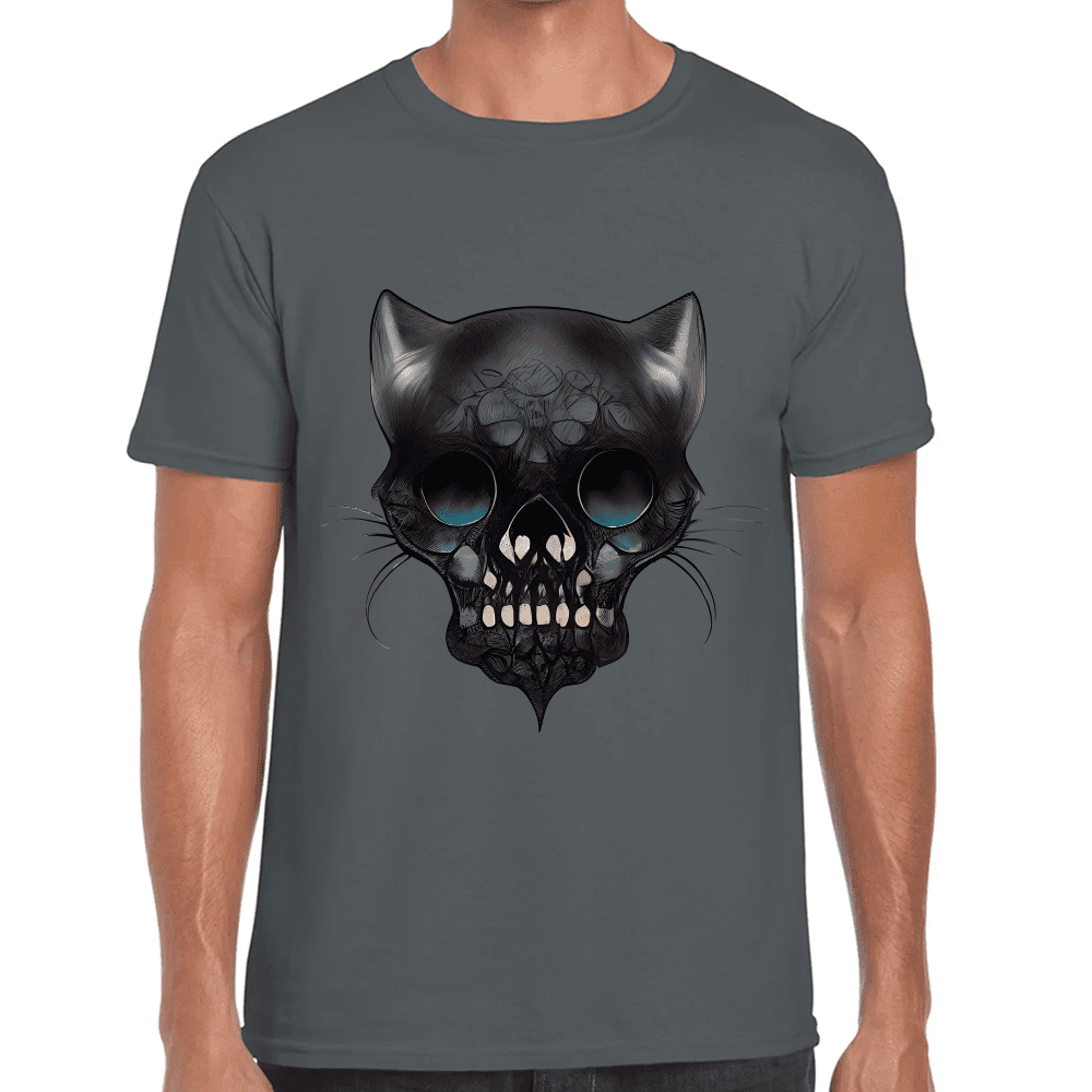 Playera Cráneo Gatito Día De Muertos Algodón Premium #758
