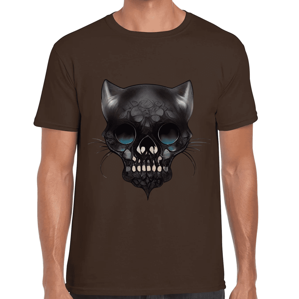 Playera Cráneo Gatito Día De Muertos Algodón Premium #758