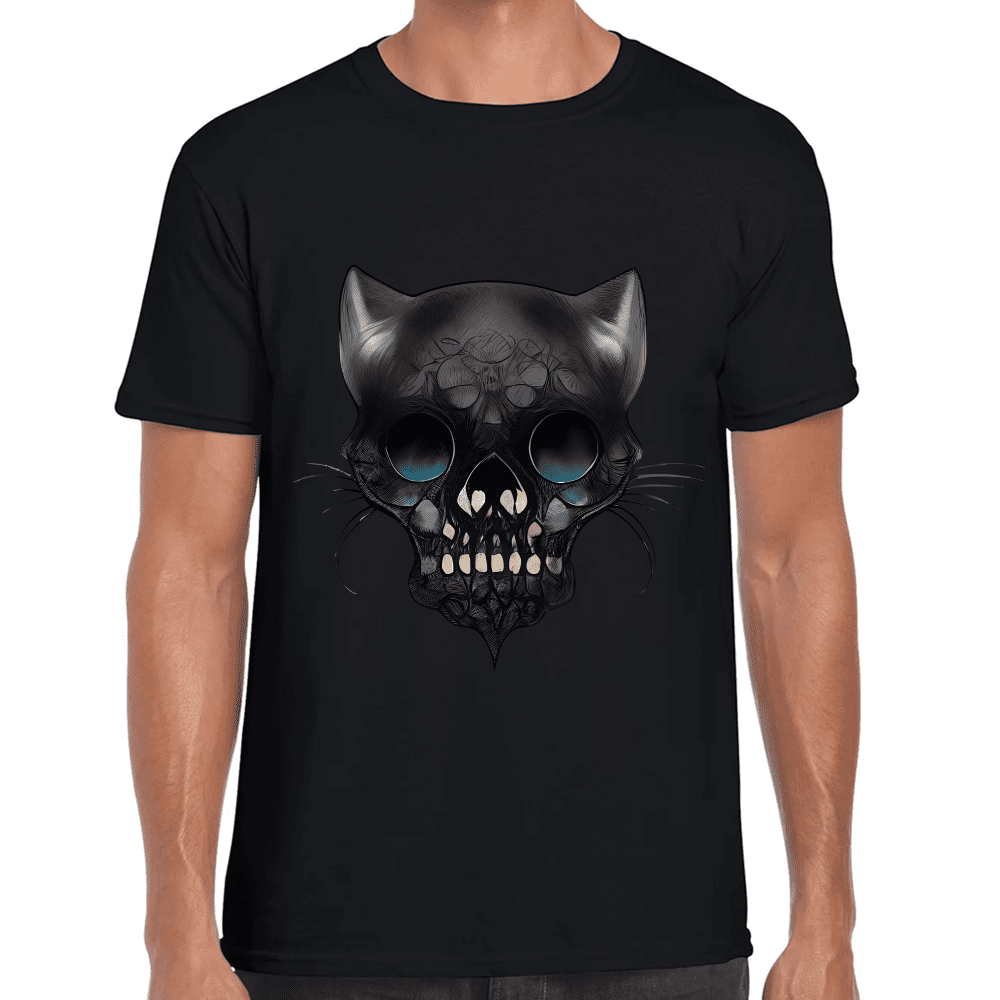 Playera Cráneo Gatito Día De Muertos Algodón Premium #758
