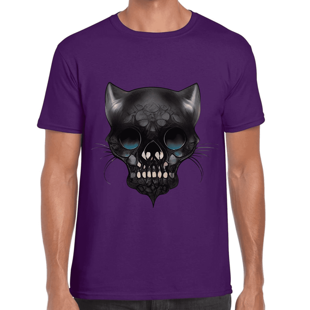 Playera Cráneo Gatito Día De Muertos Algodón Premium #758