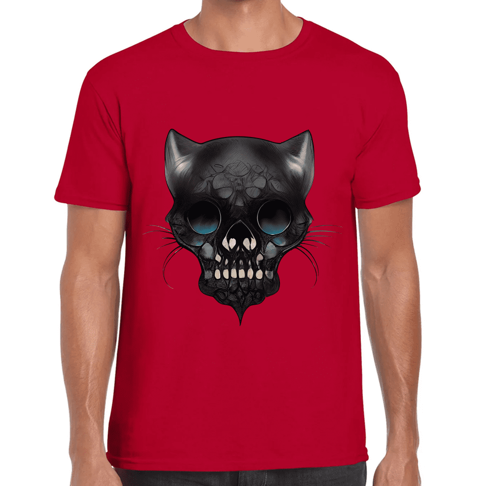 Playera Cráneo Gatito Día De Muertos Algodón Premium #758