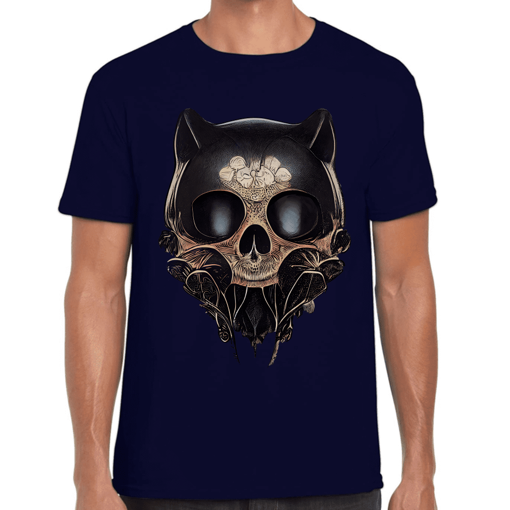 Playera Cráneo Gatito Día De Muertos Algodón Premium #759