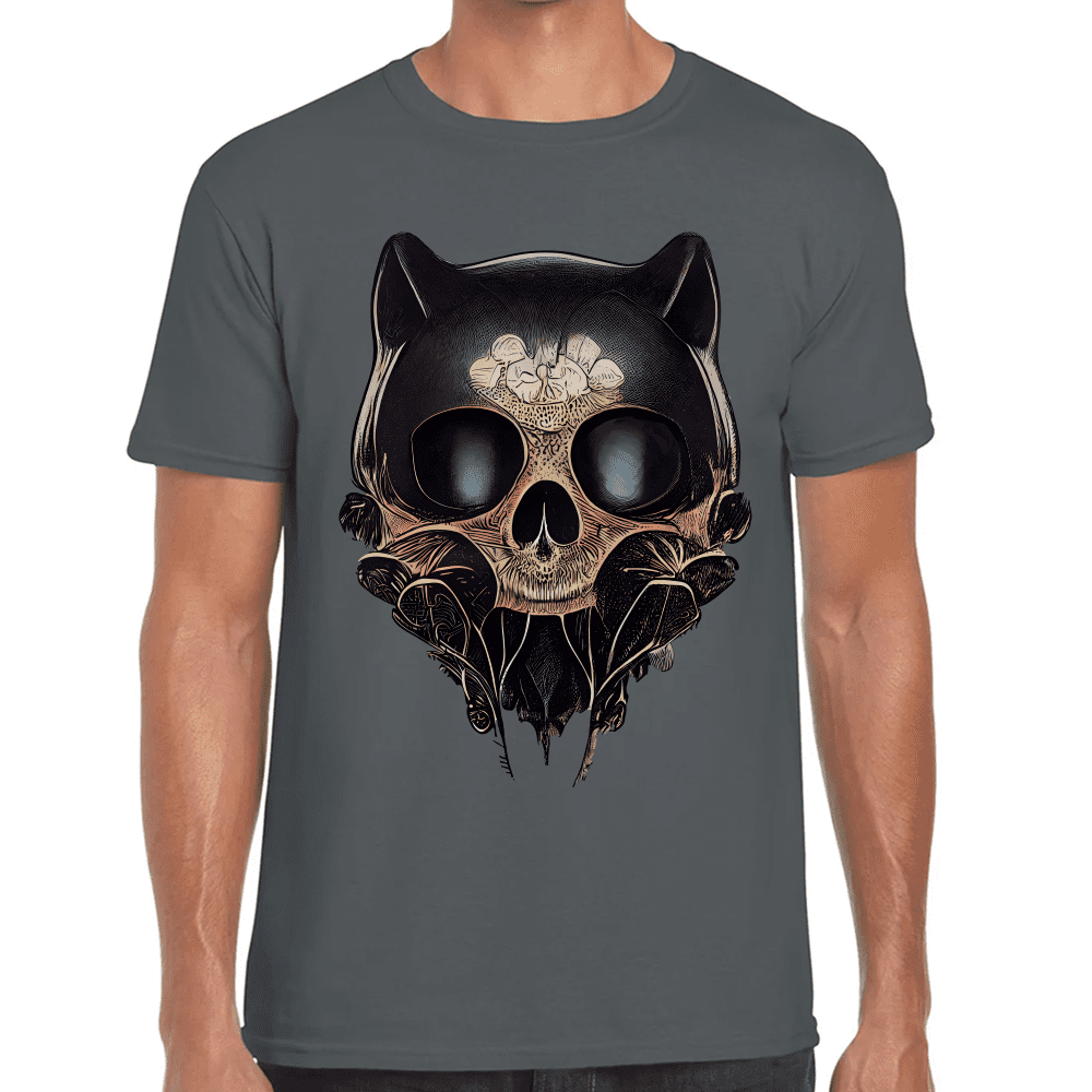 Playera Cráneo Gatito Día De Muertos Algodón Premium #759