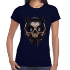 Playera Cráneo Gatito Día De Muertos Algodón Premium #759