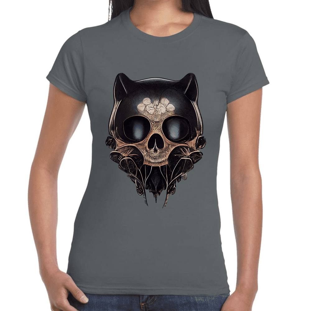 Playera Cráneo Gatito Día De Muertos Algodón Premium #759