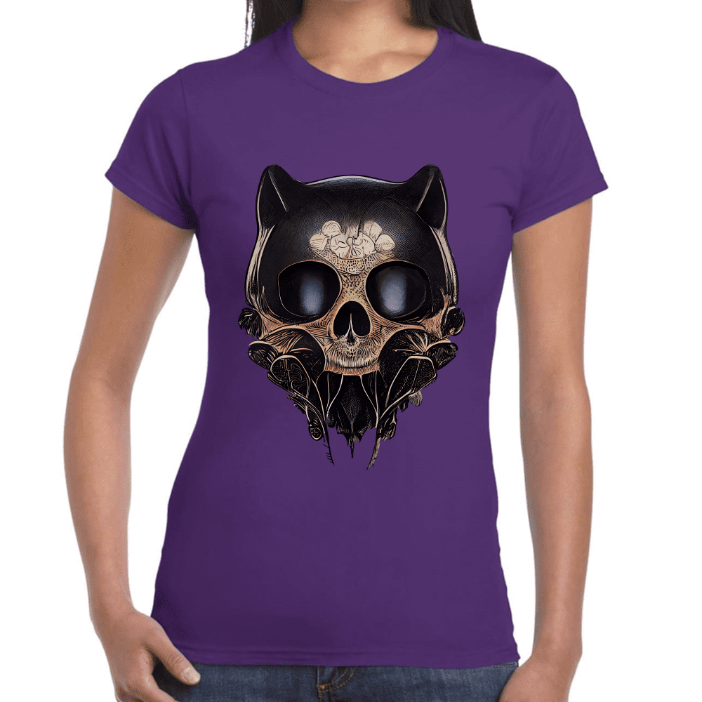 Playera Cráneo Gatito Día De Muertos Algodón Premium #759