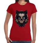 Playera Cráneo Gatito Día De Muertos Algodón Premium #759