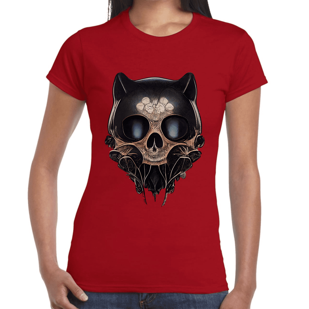 Playera Cráneo Gatito Día De Muertos Algodón Premium #759