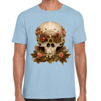 Playera Cráneo Con Flores Día De Muertos Algodón Premium #760