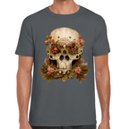 Playera Cráneo Con Flores Día De Muertos Algodón Premium #760