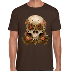 Playera Cráneo Con Flores Día De Muertos Algodón Premium #760