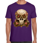 Playera Cráneo Con Flores Día De Muertos Algodón Premium #760