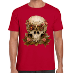Playera Cráneo Con Flores Día De Muertos Algodón Premium #760
