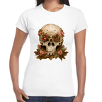 Playera Cráneo Con Flores Día De Muertos Algodón Premium #760