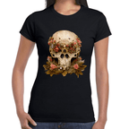Playera Cráneo Con Flores Día De Muertos Algodón Premium #760