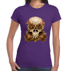 Playera Cráneo Con Flores Día De Muertos Algodón Premium #760