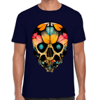 Playera Cráneo Con Mariposas Y Flores Día De Muertos Algodón Premium #761