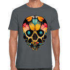 Playera Cráneo Con Mariposas Y Flores Día De Muertos Algodón Premium #761
