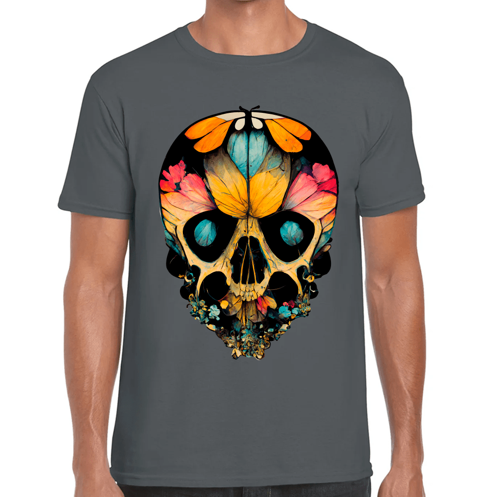 Playera Cráneo Con Mariposas Y Flores Día De Muertos Algodón Premium #761