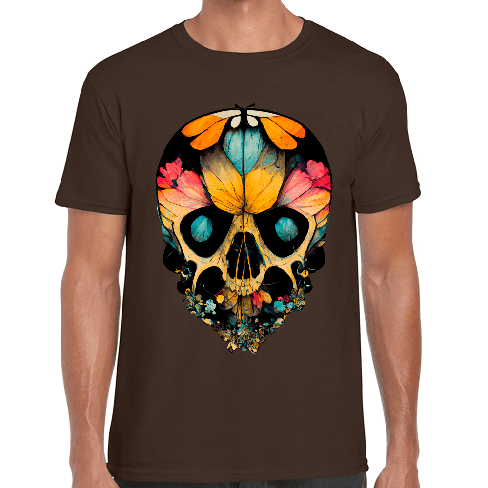 Playera Cráneo Con Mariposas Y Flores Día De Muertos Algodón Premium #761