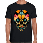 Playera Cráneo Con Mariposas Y Flores Día De Muertos Algodón Premium #761