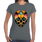 Playera Cráneo Con Mariposas Y Flores Día De Muertos Algodón Premium #761