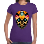 Playera Cráneo Con Mariposas Y Flores Día De Muertos Algodón Premium #761