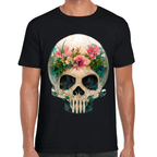 Playera Cráneo Con Flores Día De Muertos Algodón Premium #762