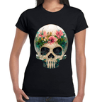 Playera Cráneo Con Flores Día De Muertos Algodón Premium #762