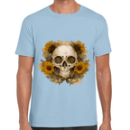 Playera Cráneo Con Girasol Día De Muertos Algodón Premium #763