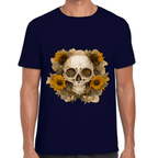 Playera Cráneo Con Girasol Día De Muertos Algodón Premium #763
