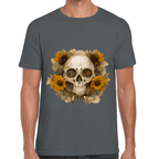 Playera Cráneo Con Girasol Día De Muertos Algodón Premium #763