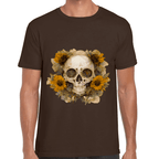 Playera Cráneo Con Girasol Día De Muertos Algodón Premium #763