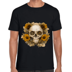 Playera Cráneo Con Girasol Día De Muertos Algodón Premium #763
