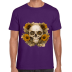 Playera Cráneo Con Girasol Día De Muertos Algodón Premium #763
