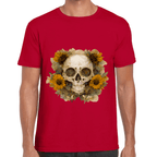 Playera Cráneo Con Girasol Día De Muertos Algodón Premium #763