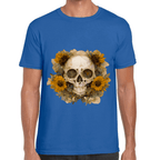 Playera Cráneo Con Girasol Día De Muertos Algodón Premium #763