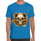Playera Cráneo Con Girasol Día De Muertos Algodón Premium #763