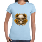 Playera Cráneo Con Girasol Día De Muertos Algodón Premium #763