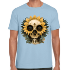 Playera Cráneo Con Girasol Día De Muertos Algodón Premium #764