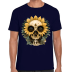 Playera Cráneo Con Girasol Día De Muertos Algodón Premium #764