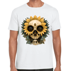 Playera Cráneo Con Girasol Día De Muertos Algodón Premium #764