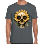 Playera Cráneo Con Girasol Día De Muertos Algodón Premium #764