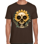 Playera Cráneo Con Girasol Día De Muertos Algodón Premium #764