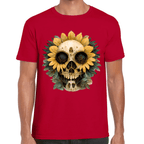 Playera Cráneo Con Girasol Día De Muertos Algodón Premium #764