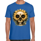 Playera Cráneo Con Girasol Día De Muertos Algodón Premium #764