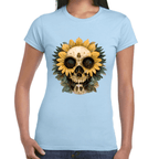 Playera Cráneo Con Girasol Día De Muertos Algodón Premium #764