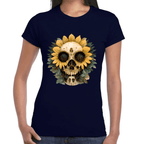 Playera Cráneo Con Girasol Día De Muertos Algodón Premium #764