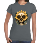 Playera Cráneo Con Girasol Día De Muertos Algodón Premium #764